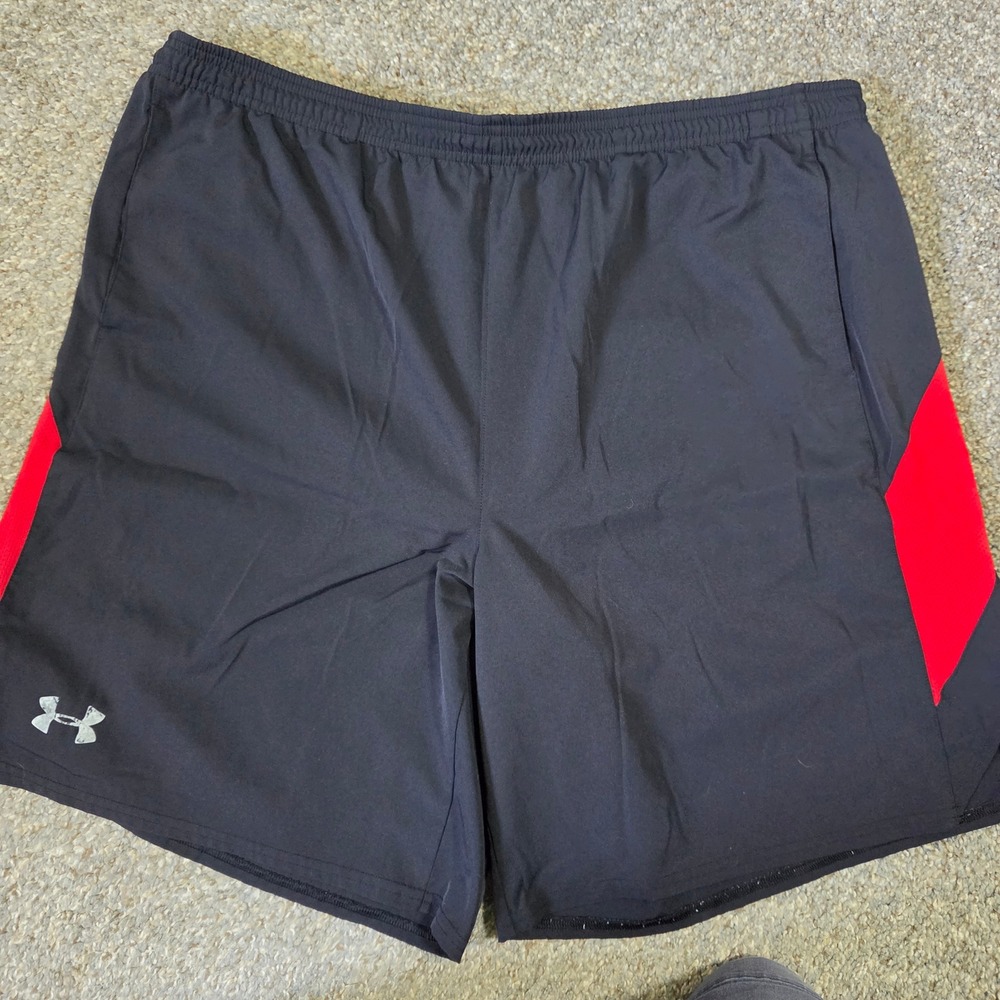 Under Armour‎ Mens Athletic Shorts Large Black Red Running Training Gym Workout